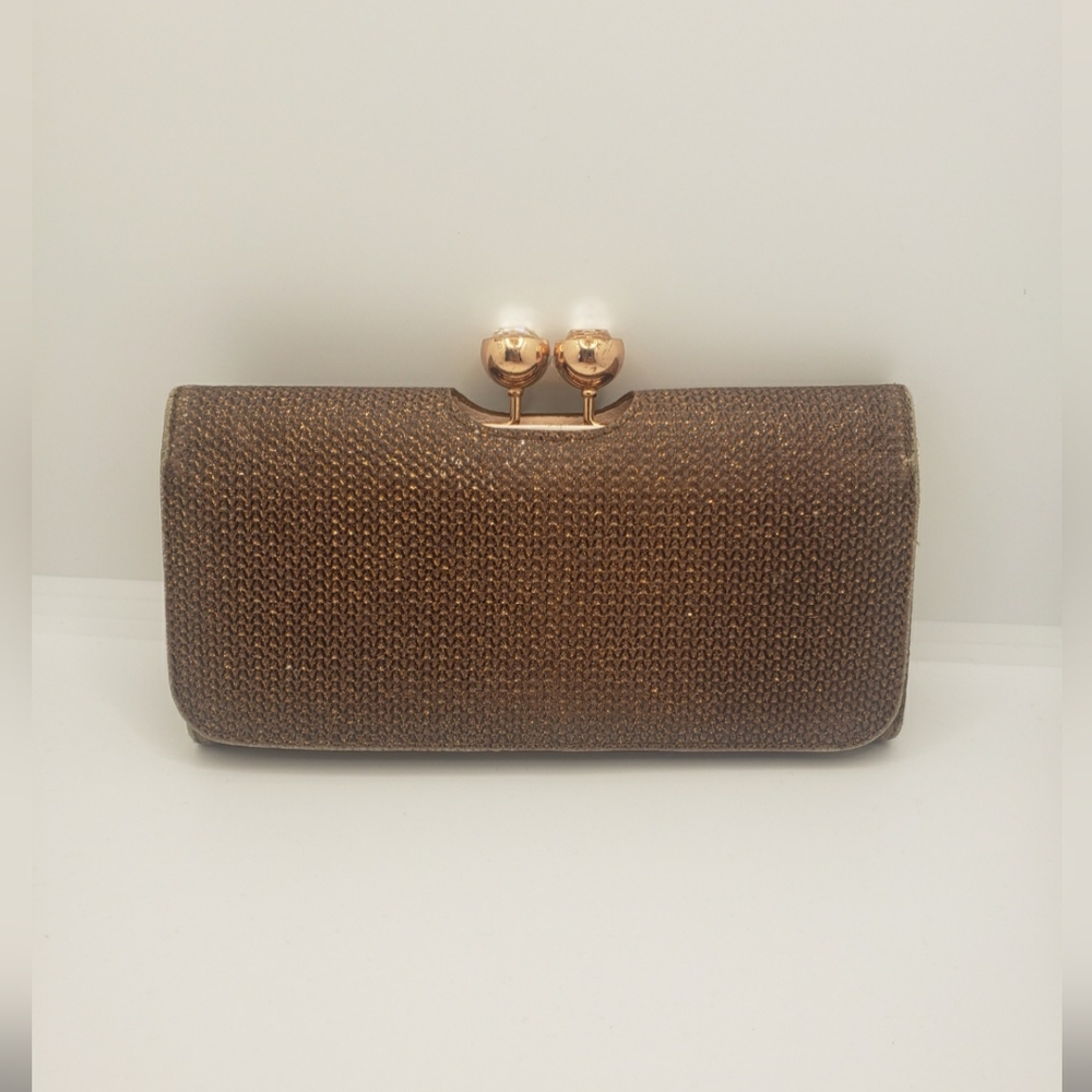 Ted Baker Women's Rorli Metallic Weave TB Matinee Leather Purse - Bronze